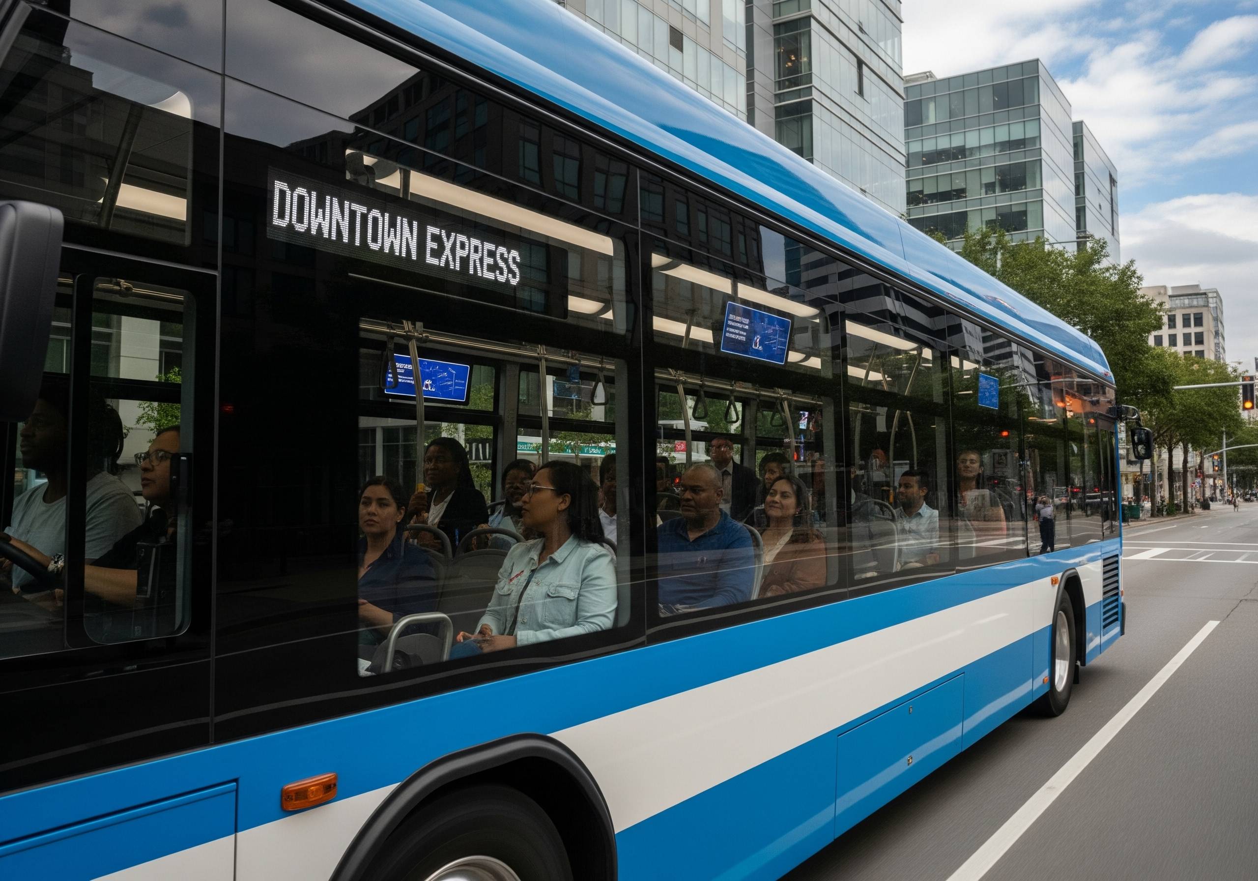 Onibus azul representando empréstimo com garantia
